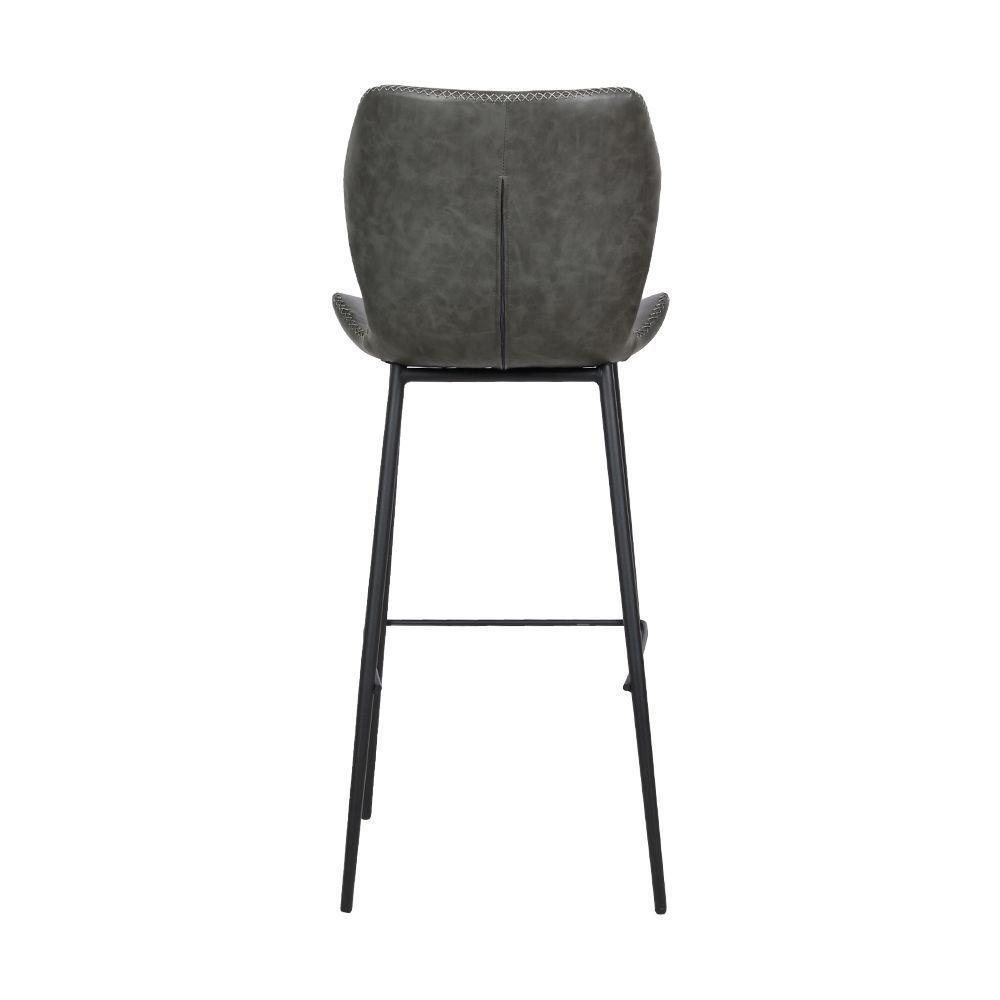 Kit 4 Banqueta Base Aço Fixa Naboo Pu Cinza Chumbo - 4