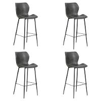 Kit 4 Banqueta Base Aço Fixa Naboo Pu Cinza Chumbo - 1