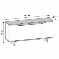 Aparador Buffet 4 Portas Kira Cinza Pérola E Noce - 2