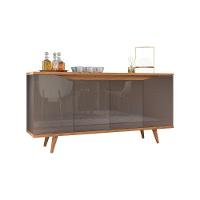 Aparador Buffet 4 Portas Kira Cinza Pérola E Noce