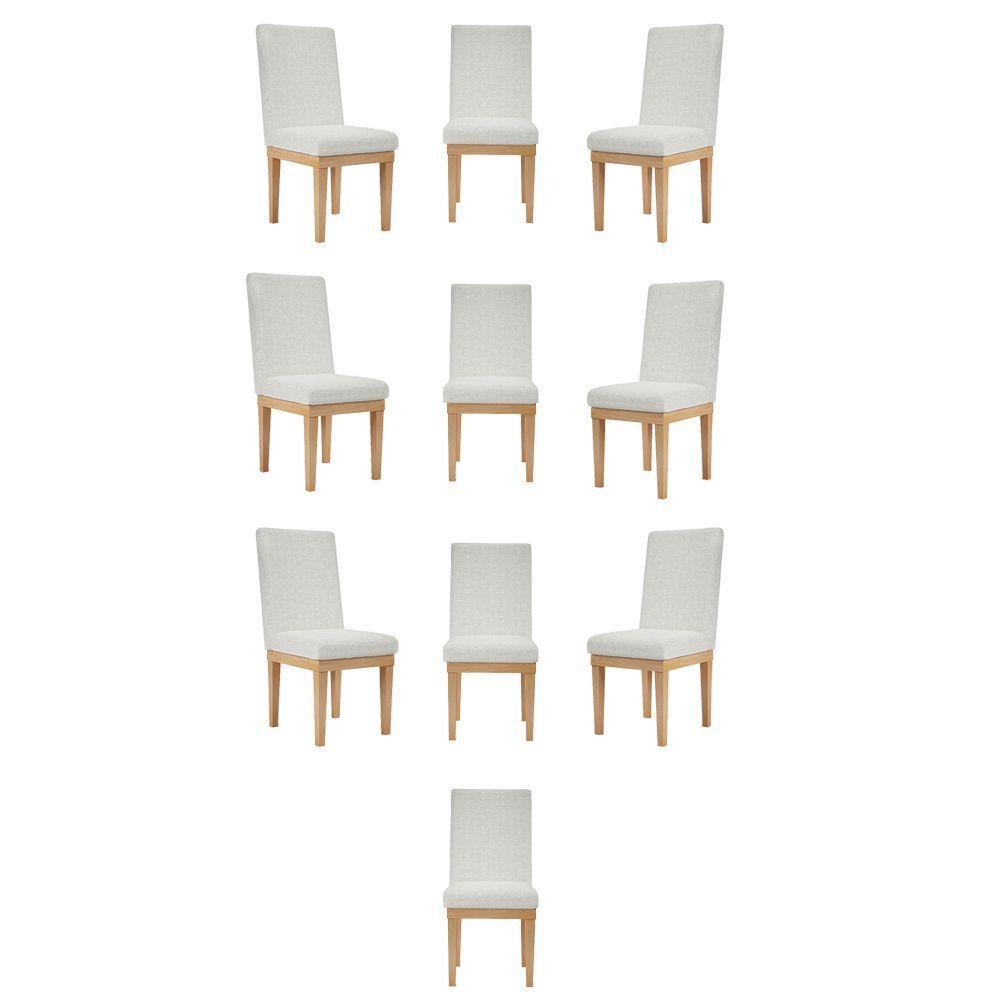 Kit 10 Cadeiras Estofada Reforçada Decorativa Mesa Bege - 1