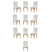 Kit 10 Cadeiras Estofada Reforçada Decorativa Mesa Bege - 1