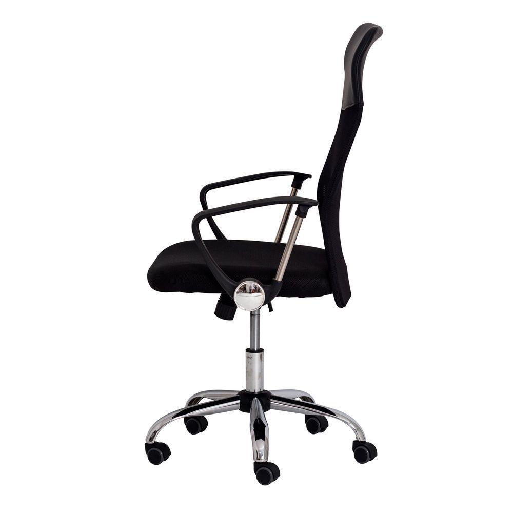 Cadeira Escritório Cairo Tela Preta Base Giratória Cromada - 4