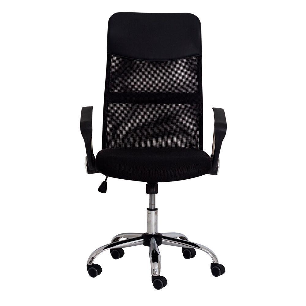 Cadeira Escritório Cairo Tela Preta Base Giratória Cromada - 5