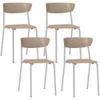 Kit 04 Cadeiras Empilhável Fixa Atom F02 Base Aço Cinza Nude - Lyam Decor - 1
