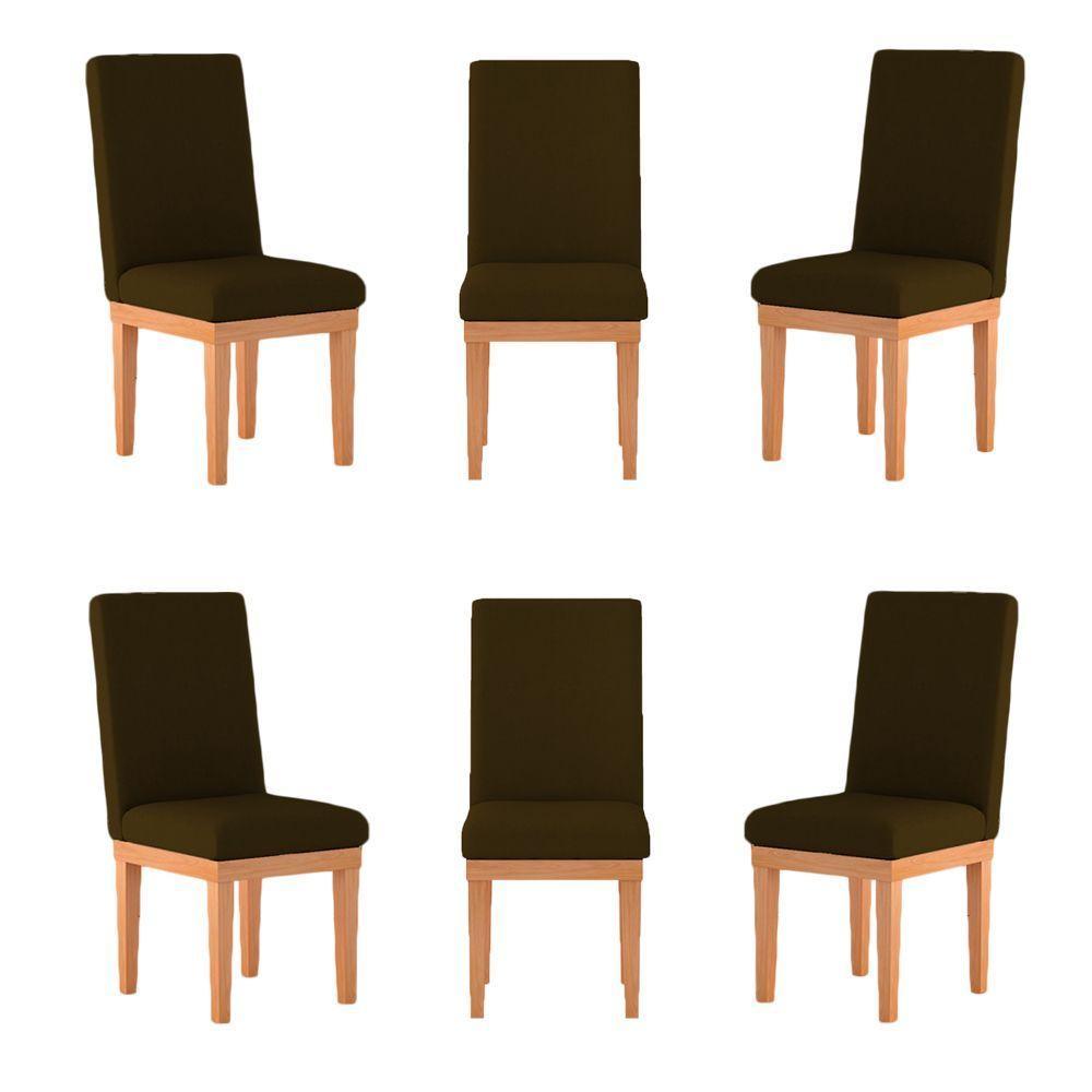 Kit 6 Cadeiras Estofadas Para Mesa De Jantar marrom - 1