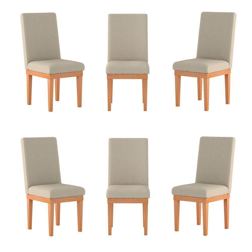 Kit 6 Cadeiras Estofadas Para Mesa De Jantar bege - 1