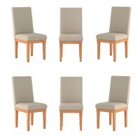 Kit 6 Cadeiras Estofadas Para Mesa De Jantar bege - 1