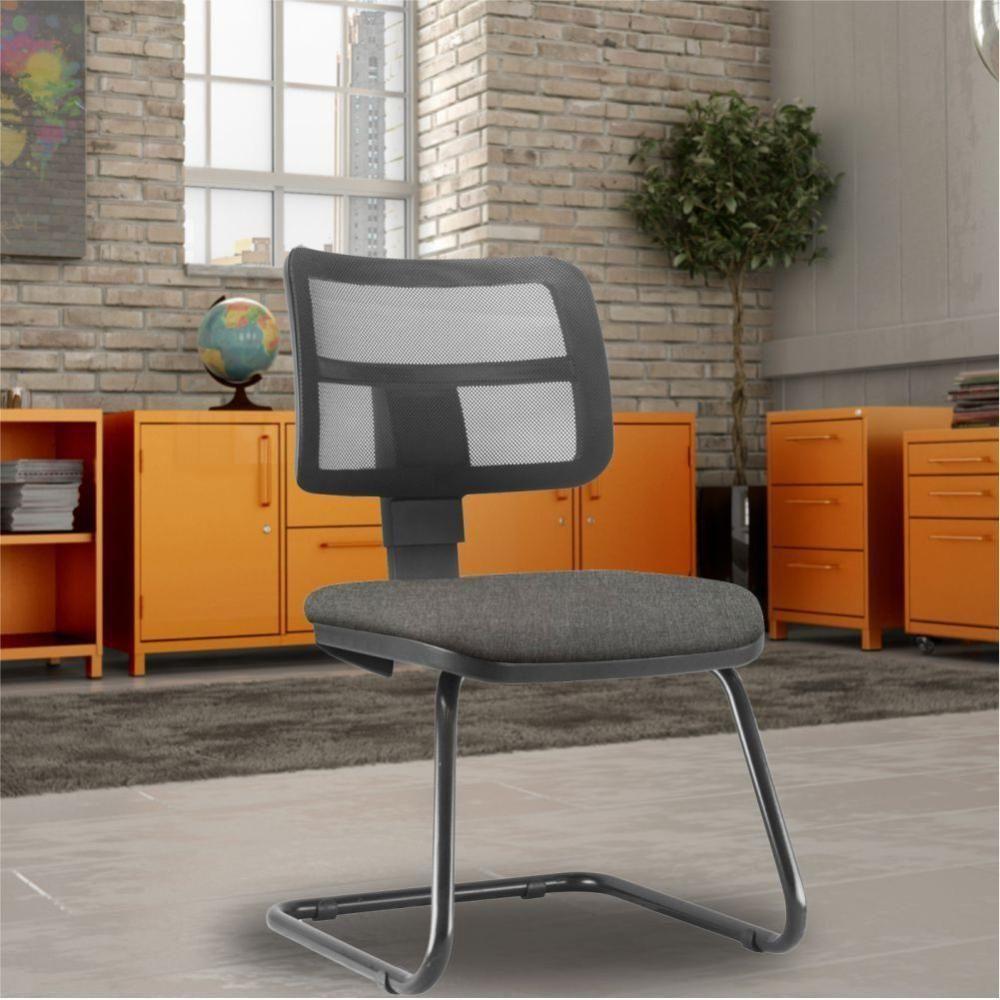 Kit 02 Cadeiras De Escritório Fixa L02 Zip Cinza Escuro - 6