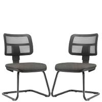 Kit 02 Cadeiras De Escritório Fixa L02 Zip Cinza Escuro - 1