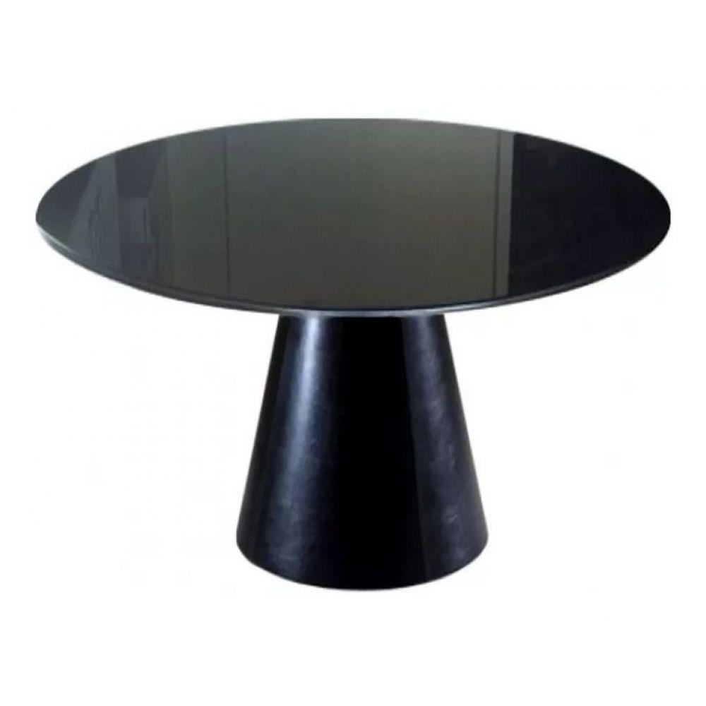 Mesa de Jantar Cone 70cm Laqueada e Vidro 4 Mm Preto - 1