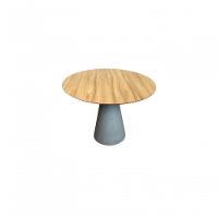 Mesa De Jantar Cone Cimento Queimado 160cm Tampo Nogueira Cinza Claro - 1