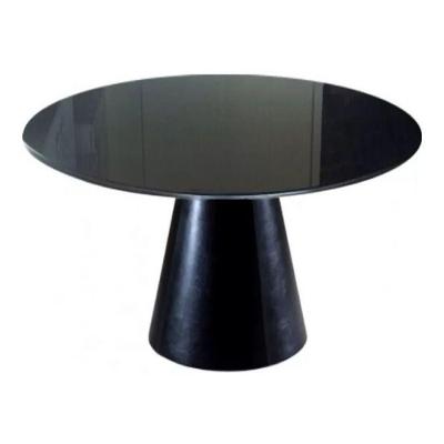 Mesa de Jantar Cone 80cm Laqueada e Vidro 4 Mm Preto