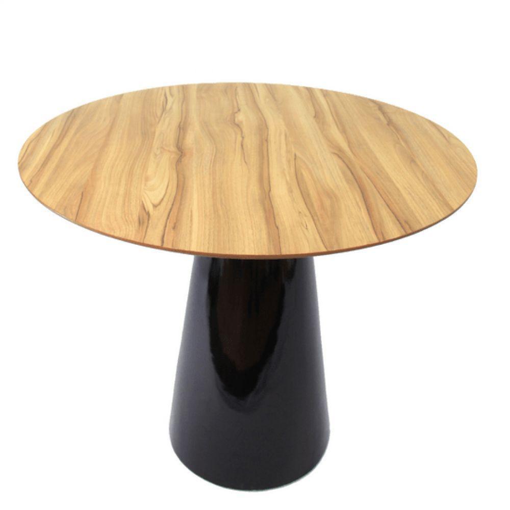 Mesa de Jantar Cone 80cm Tampo Nogueira Preto - 1
