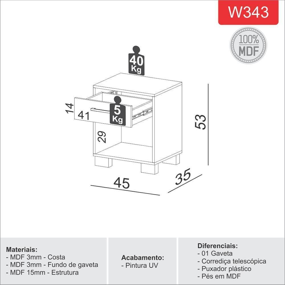 Mesa De Cabeceira Com Essence Freijó Off White Brilho - 2