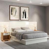 Mesa De Cabeceira Com Essence Freijó Off White Brilho - 5