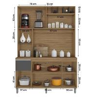 Armario Cozinha 6 Portas 1 Gaveta Alice Carvalho/Grafite - 2