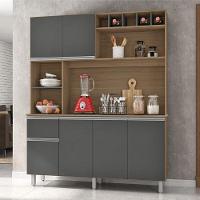 Armario Cozinha 6 Portas 1 Gaveta Alice Carvalho/Grafite - 4