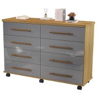 Cômoda Quarto Jade Com 08 Gavetas E Rodízios Cinza-mel Cinza-mel - 1