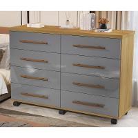 Cômoda Quarto Jade Com 08 Gavetas E Rodízios Cinza-mel Cinza-mel - 2