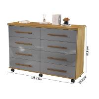 Cômoda Quarto Jade Com 08 Gavetas E Rodízios Cinza-mel Cinza-mel - 3