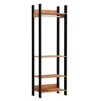 Closet Guarda Roupa Cabideiro 04 Prateleiras Modulado 220x73 Cm Leaf D03 Freijó Preto - Lyam Decor - 1