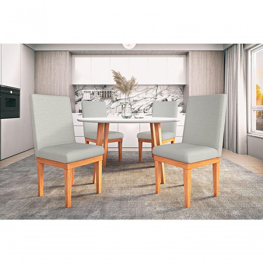 Kit 2 Cadeiras De Jantar Estofada Luxo P Mesa Cinza Claro - 6