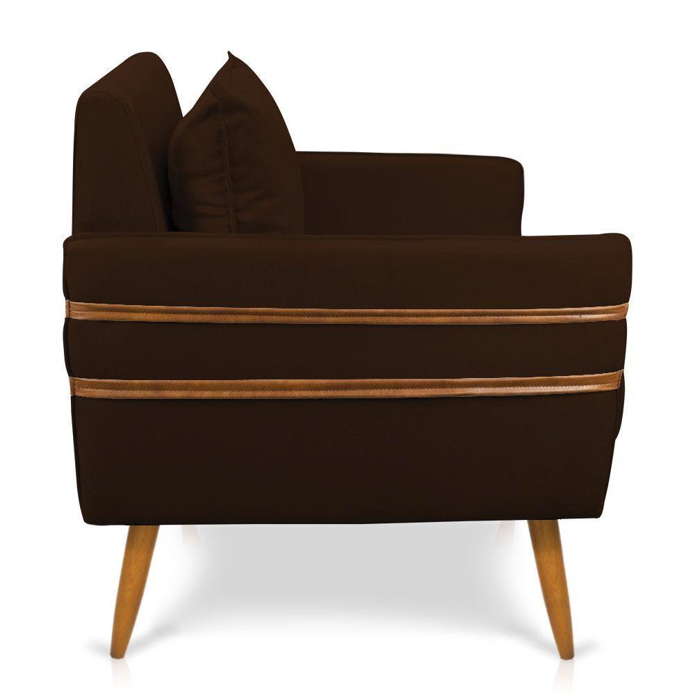 Kit 02 Poltronas Mari Suede Marrom Pés Palito Castanho - 5