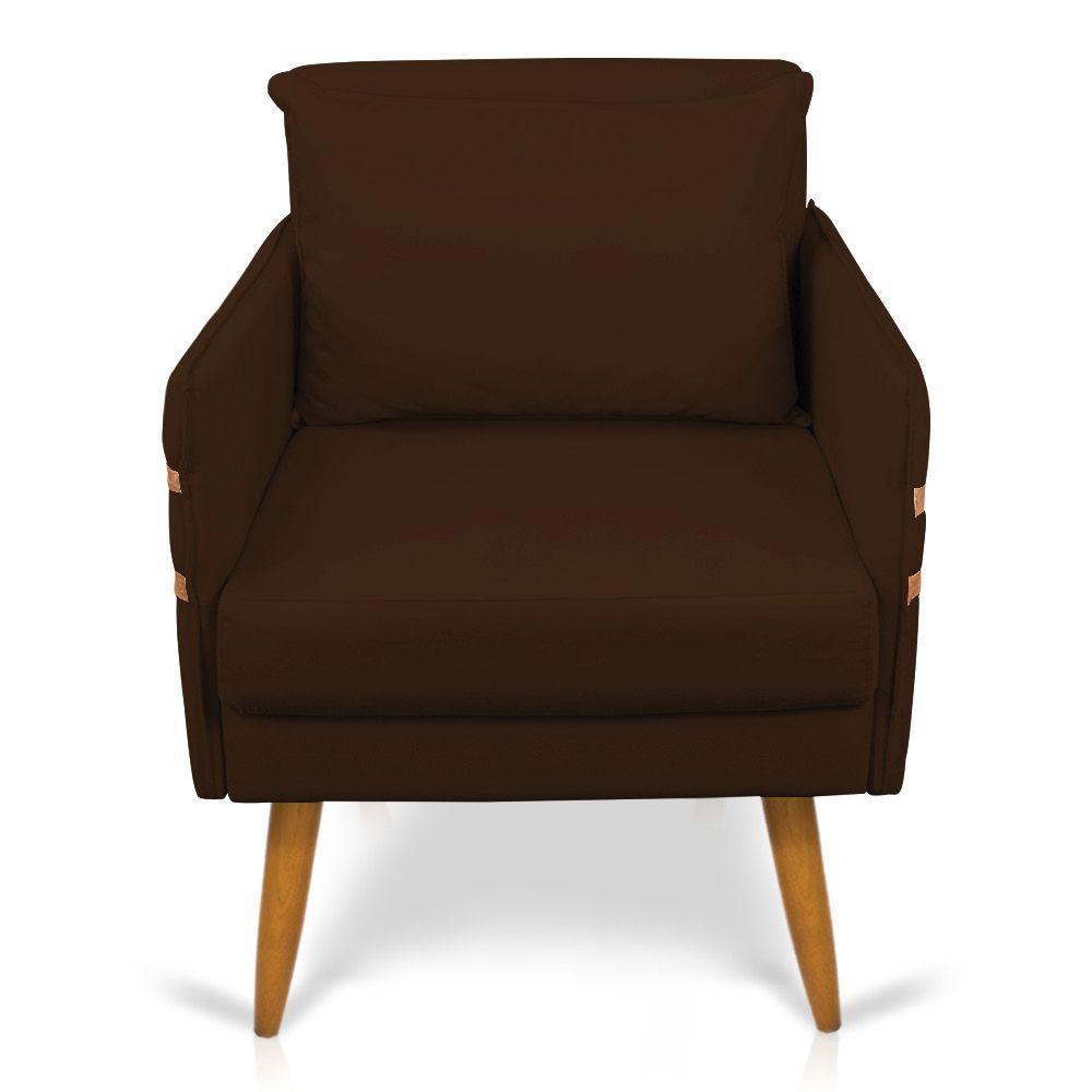Kit 02 Poltronas Mari Suede Marrom Pés Palito Castanho - 6