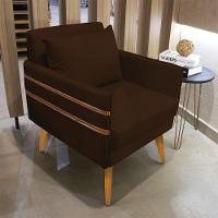 Kit 02 Poltronas Mari Suede Marrom Pés Palito Castanho - 7