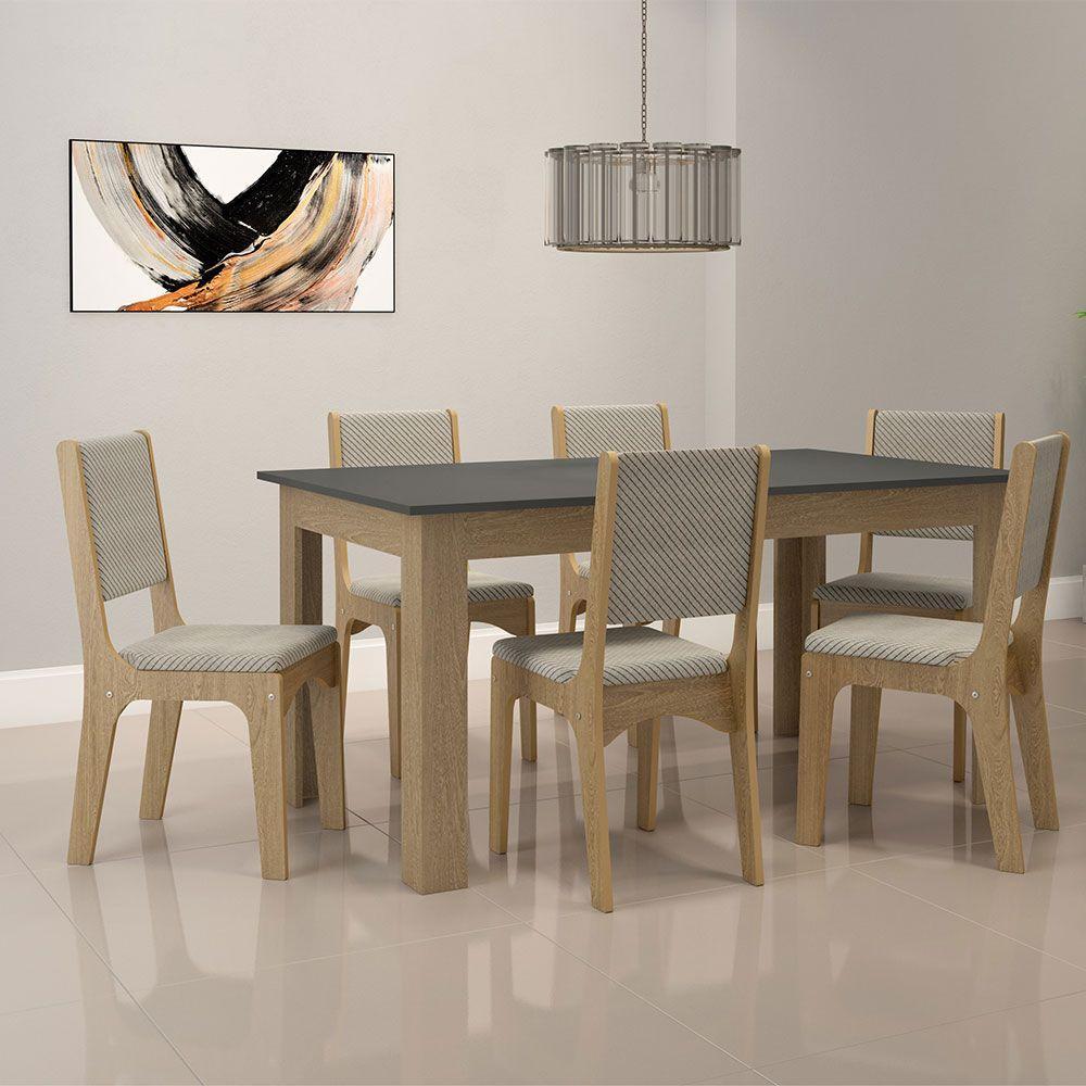 Mesa de Jantar Retangular Olívia 06 Lugares Grafite - 3