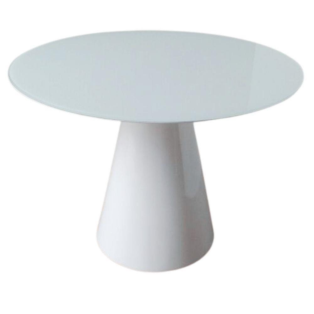 Mesa de Jantar Cone 80cm Laqueada e Vidro 4 Mm Branco - 1