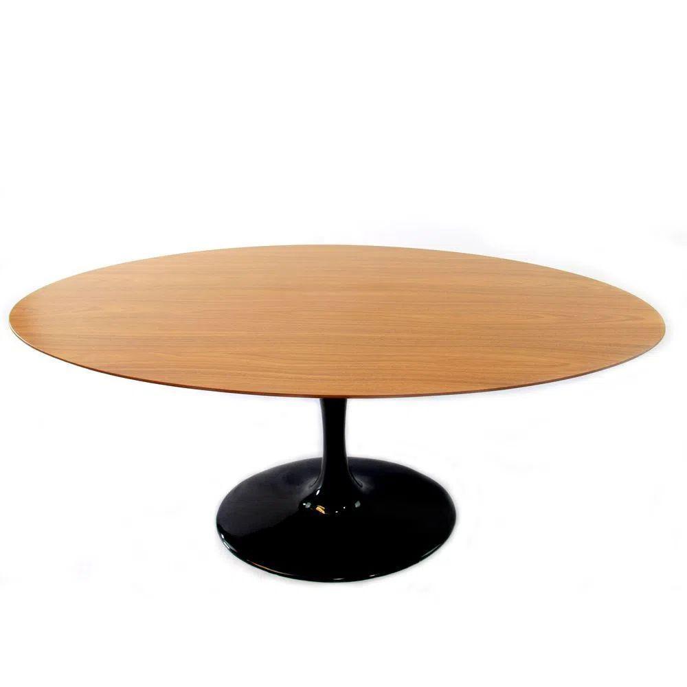 Mesa Saarinen Oval 120x80 cm Base Preta Tampo Freijó Preto - 1