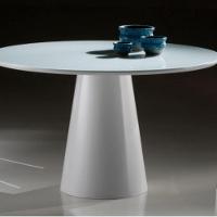 Mesa de Jantar Cone 90cm Tampo de Vidro Laca Branca Yescasa - 2