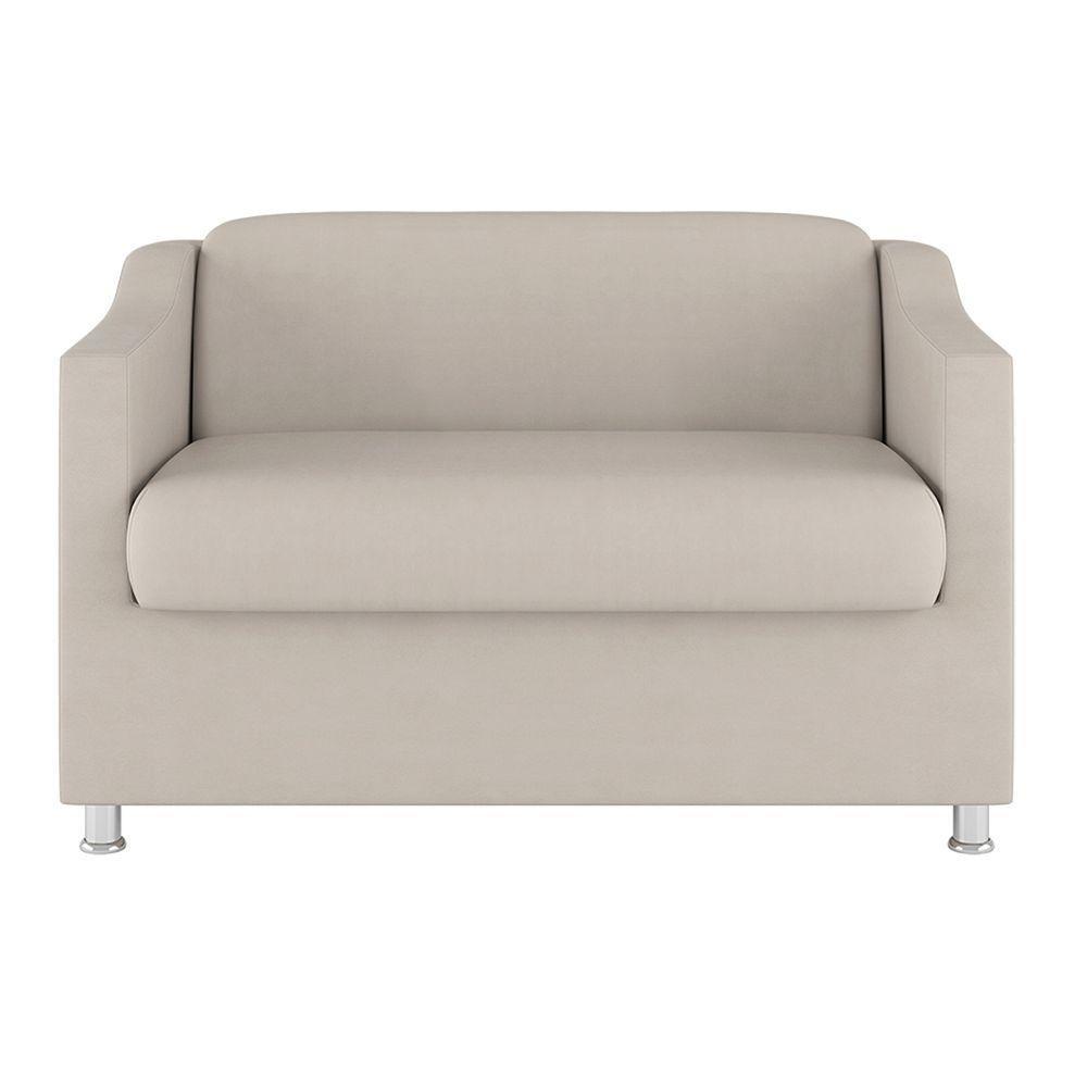Sofá Namoradeira 2 Lugares Tilla Sala De Espera Suede Cor:bege - 4