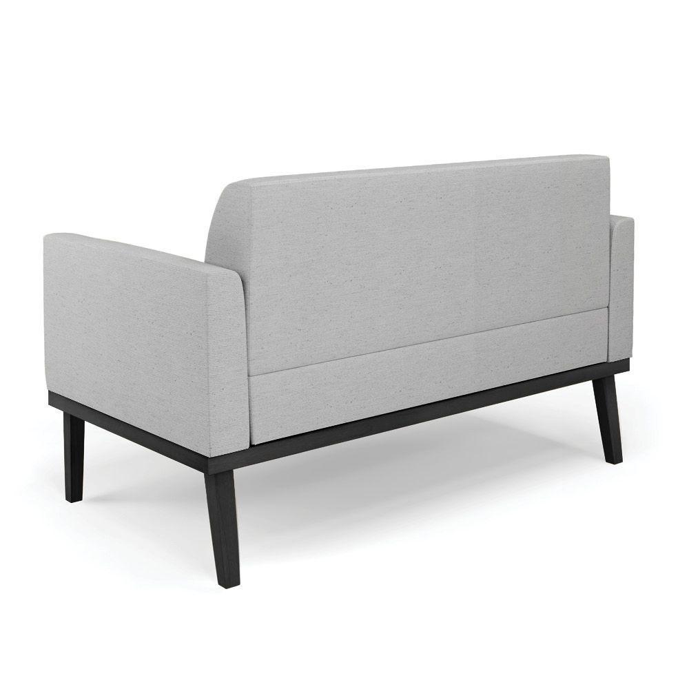 Conjunto 2 Poltronas E 1 Namoradeira Decorativa Pés Fixo Em Madeira Preto Linho Cinza - 5