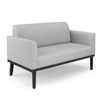 Conjunto 2 Poltronas E 1 Namoradeira Decorativa Pés Fixo Em Madeira Preto Linho Cinza - 2