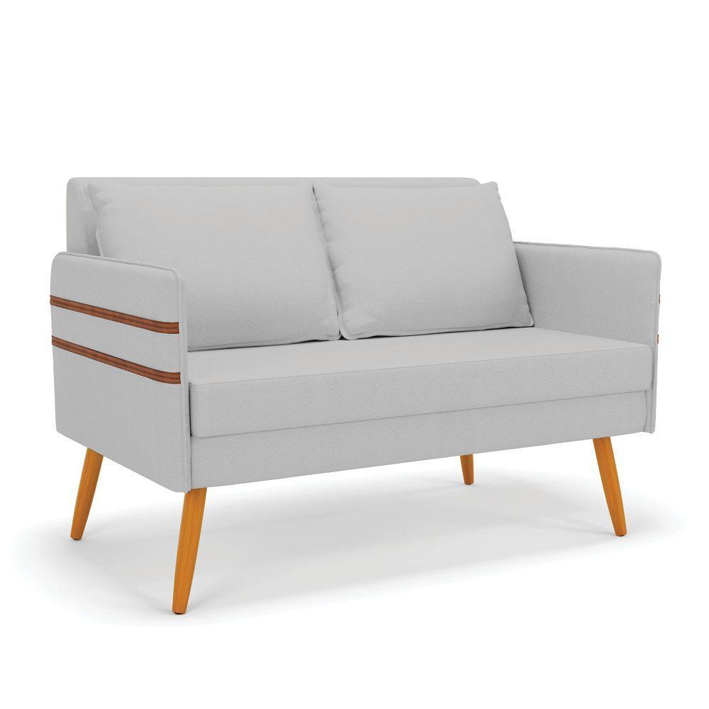 Namoradeira 02 Lugares Mari Linho Castanho A05 Cinza - 1