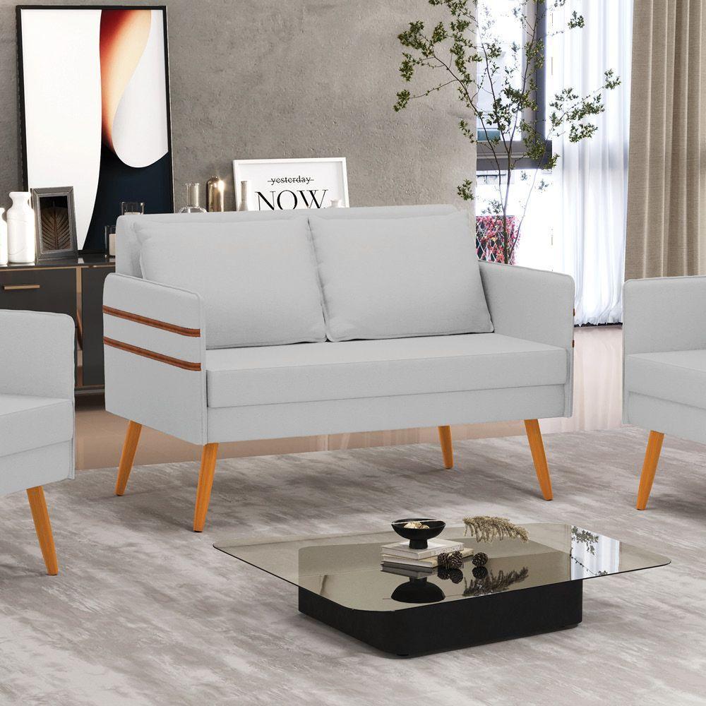 Namoradeira 02 Lugares Mari Linho Castanho A05 Cinza - 8