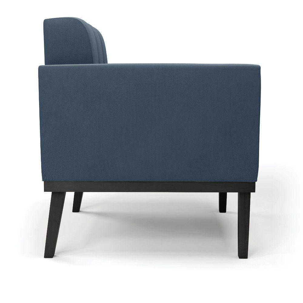 Poltrona Decorativa Pés Fixo Em Madeira Preto Suede Azul Marinho - 2