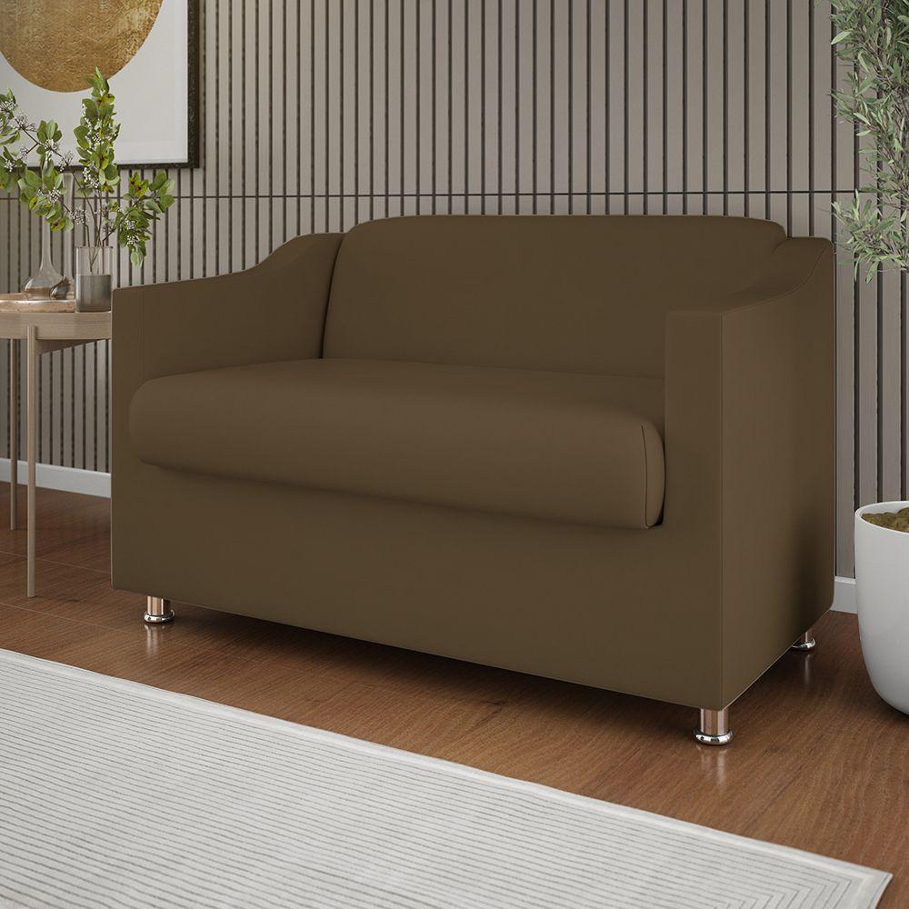 Sofá Namoradeira 2 Lugares Tilla Sala De Espera Suede Cor:marrom - 5