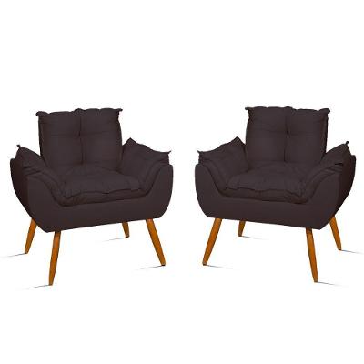 Kit 2 Poltronas Decorativas Opala Suede Cinza Balaqui Decor