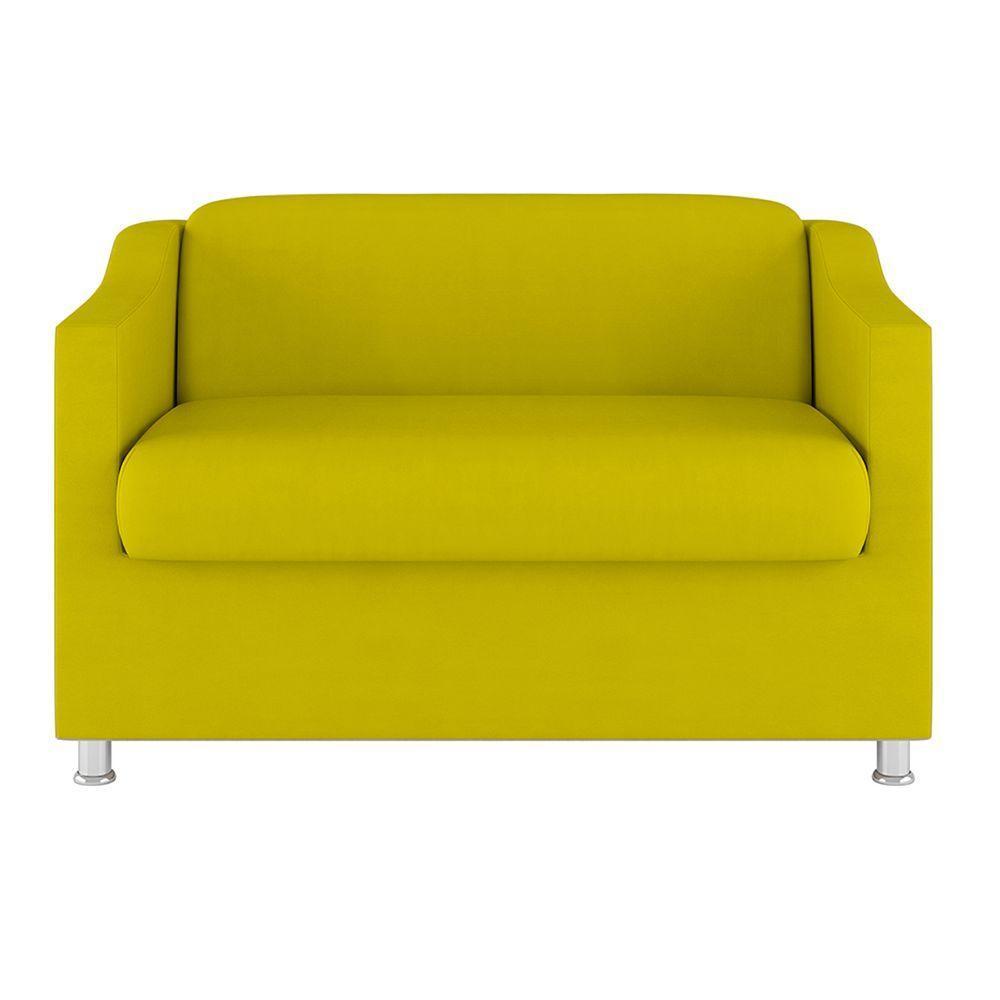 Sofá Namoradeira 2 Lugares Tilla Sala De Espera Suede Cor:amarelo - 4