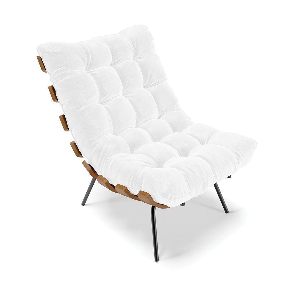 Poltrona Costela Corano Base Metálica Preto - D'Rossi Branco - 1