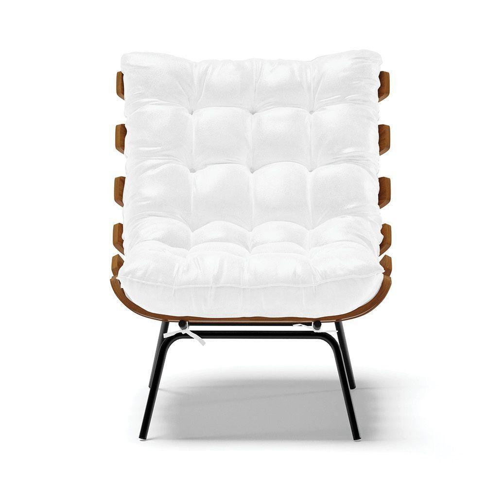 Poltrona Costela Corano Base Metálica Preto - D'Rossi Branco - 7