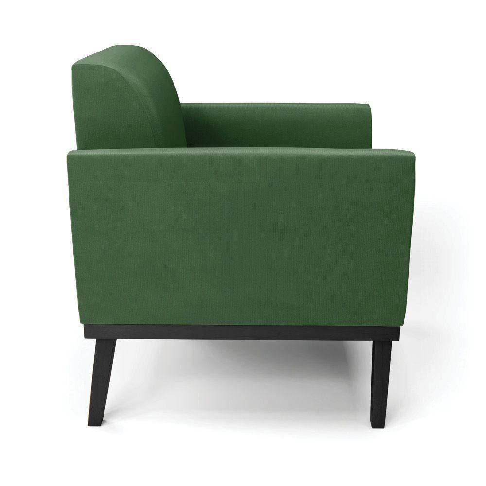 Poltrona Decorativa Pés Fixo Em Madeira Preto Suede Verde - 2