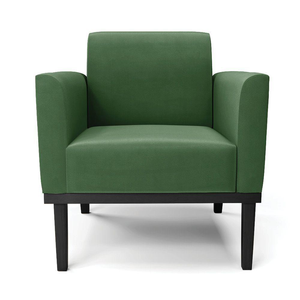 Poltrona Decorativa Pés Fixo Em Madeira Preto Suede Verde - 3