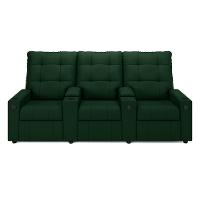 Poltrona Reclinável Para Cinema Parma 3 Lugares Baú Usb Veludo Fh1 - D'rossi Cor Verde - 1