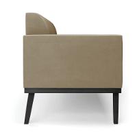 Conjunto 2 Poltronas E 1 Namoradeira Decorativa Pés Fixo Em Madeira Preto Suede Nude - 5