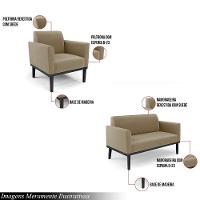 Conjunto 2 Poltronas E 1 Namoradeira Decorativa Pés Fixo Em Madeira Preto Suede Nude - 6